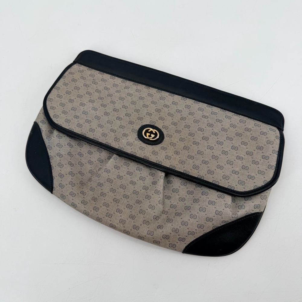 Vintage Gucci Blue Micro Logo GG Clutch Purse Bag FLAWS - Picture 14 of 14